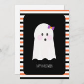 ハッピーハローウィン可愛幽霊カード (正面/裏面)