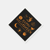 ハッピーハローウィン名前をカスタムするブラックオレンジスプキー スタンダードカクテルナプキン (角)