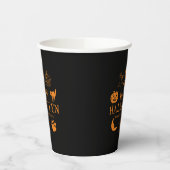 ハッピーハローウィン名前をカスタムするブラックオレンジスプキー 紙コップ (左)