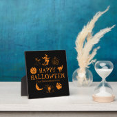 ハッピーハローウィン名前をカスタムするブラックオレンジデコール フォトプラーク (インサイチュ)