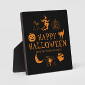 ハッピーハローウィン名前をカスタムするブラックオレンジデコール フォトプラーク (正面)