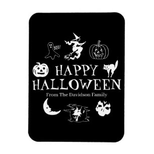 ハッピーハローウィン名前をカスタムするブラックスプーキー マグネット