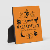 ハッピーハローウィン名前をカスタムするブラック&オレンジデコール フォトプラーク (正面)