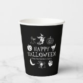 ハッピーハローウィン名前をカスタムするブラック 紙コップ (裏面)