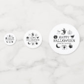 ハッピーハローウィン名前をカスタムする白黒 コンフェッティ (裏面)