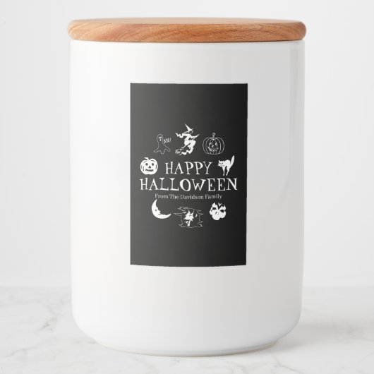 ハッピーハローウィン名前をカスタムする白黒 フードラベル (正面)