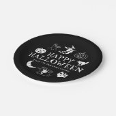 ハッピーハローウィン名前をカスタムする白黒 ペーパープレート (アングル)