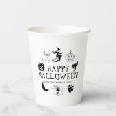 ハッピーハローウィン名前をカスタムする白黒 紙コップ (裏面)