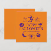 ハッピーハローウィン名前をカスタムする紫オレンジカード (正面/裏面)
