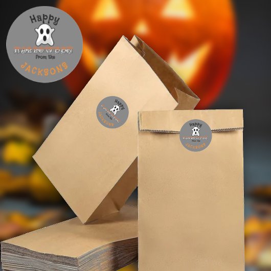 ハッピーハローウィン名前をカスタムする ラウンドシール