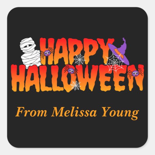 ハッピーハローウィン図 スクエアシール (正面)