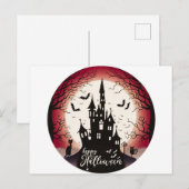 ハッピーハローウィン城こうもりブラックキャットハロウィーン シーズンポストカード (正面/裏面)