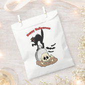 ハッピーハローウィン墓石ブラックキャットとスカル フェイバーバッグ (クリップ留めされた状態)