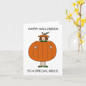 ハッピーハローウィン姪のカボチャ服 カード (黄色い花)