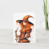 ハッピーハローウィン威厳のあるウィッチアート カード (正面)