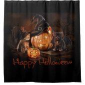 ハッピーハローウィン子猫 シャワーカーテン (正面)
