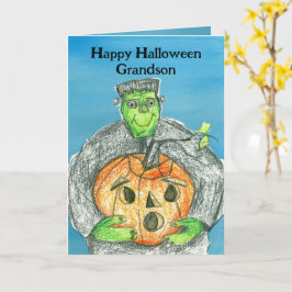 ハッピーハローウィン孫フランケンシュタインパンプキン カード
