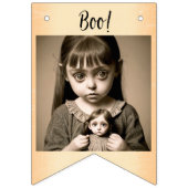 ハッピーハローウィン小さな女の子不気味人形 バンティングフラッグ (第3の旗)