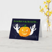 ハッピーハローウィン幽霊たちとカボチャの誕生日カード カード (黄色い花)