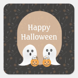 ハッピーハローウィン幽霊たちのトリックまたは処理 スクエアシール