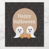 ハッピーハローウィン幽霊たちのトリックまたは処理 ワインラベル (シングルラベル)