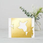 ハッピーハローウィン幽霊たち顧客ゴールドフォイルポストカード 箔シーズンポストカード (立ち正面)