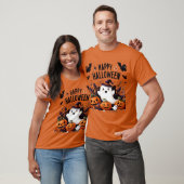 ハッピーハローウィン幽霊とカボチャおもしろいアートティー Tシャツ (ユニセックス)