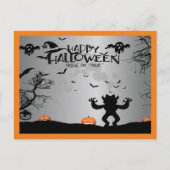 ハッピーハローウィン幽霊とカボチャ シーズンポストカード (正面)