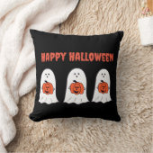 ハッピーハローウィン幽霊とJack-o-Lanterns クッション (ブランケット)