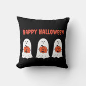 ハッピーハローウィン幽霊とJack-o-Lanterns クッション (正面)