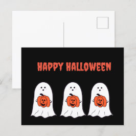 ハッピーハローウィン幽霊とJack-o-Lanterns ポストカード