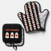 ハッピーハローウィン幽霊とJack-o-Lanterns 鍋つかみ&鍋敷きセット (正面/裏面)