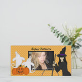 ハッピーハローウィン幽霊とWitchフォトカード シーズンカード (スタンド正面)