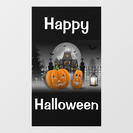 ハッピーハローウィン幽霊のよく出るハウスとジャックオーランタン ウィンドウサイン (シート)