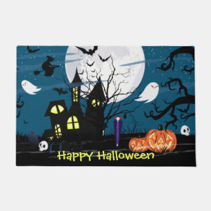 ハッピーハローウィン幽霊のよく出るハウスアート ドアマット