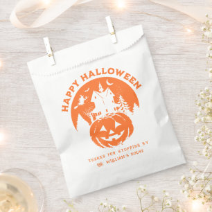 ハッピーハローウィン幽霊のよく出るハウスオレンジ フェイバーバッグ