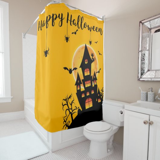 ハッピーハローウィン幽霊のよく出るハウスオンザヒル シャワーカーテン (インサイチュ)