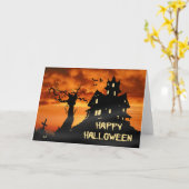 ハッピーハローウィン幽霊のよく出るハウスカード カード (黄色い花)