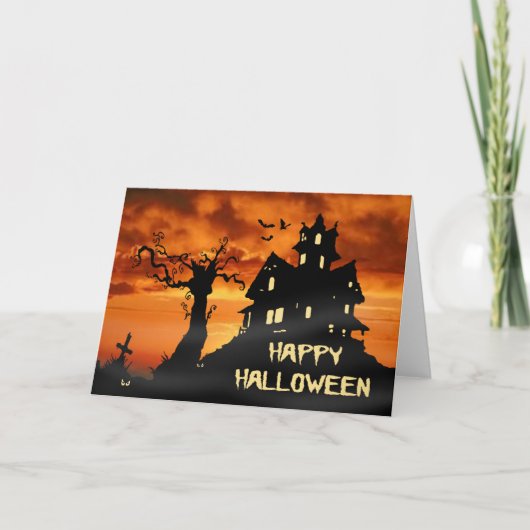 ハッピーハローウィン幽霊のよく出るハウスカード カード (正面)