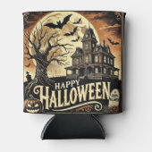 ハッピーハローウィン幽霊のよく出るハウスパンプキンスクーラーボックス 缶クーラー (正面)