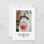 ハッピーハローウィン幽霊のよく出るハウスフォト サンキューカード (裏面)