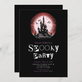 ハッピーハローウィン幽霊のよく出るハウスフルムーンハロウィーン 招待状 (正面/裏面)