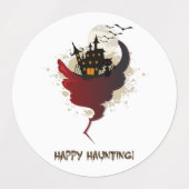 ハッピーハローウィン幽霊のよく出るハウスブラックキャット ラベル (デザイン1)