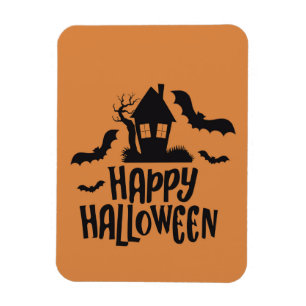 ハッピーハローウィン幽霊のよく出るハウス不気味こうもりオレンジ マグネット