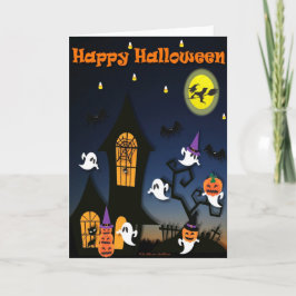 ハッピーハローウィン幽霊のよく出るハウス カード