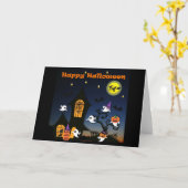 ハッピーハローウィン幽霊のよく出るハウス カード (黄色い花)