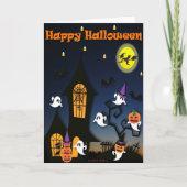 ハッピーハローウィン幽霊のよく出るハウス カード (正面)