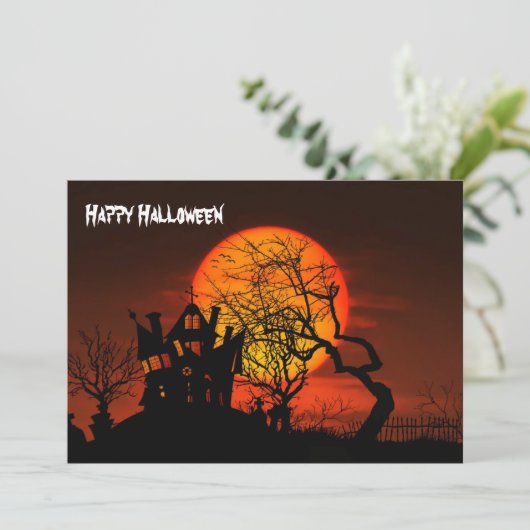ハッピーハローウィン幽霊のよく出るハウス カード (スタンド正面)