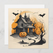 ハッピーハローウィン幽霊のよく出るハウス シーズンカード (正面/裏面)