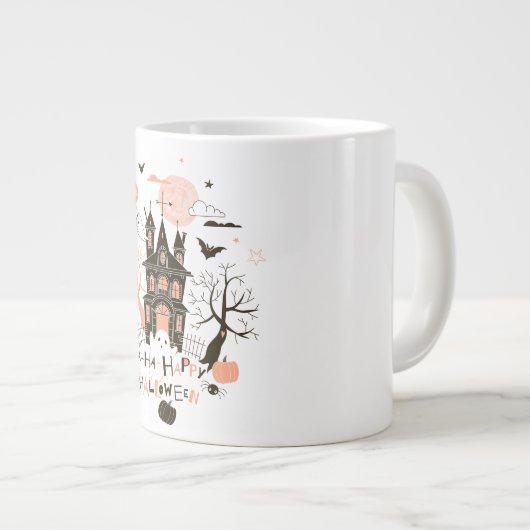 ハッピーハローウィン幽霊のよく出るハウス ジャンボコーヒーマグカップ (正面右)